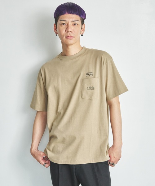 Manhattan Portage（マンハッタンポーテージ）の「S/S Print T-Shirt（Tシャツ/カットソー・メンズ・ホワイト/ブラック/ベージュ/ライトパープル・MEDIUM/SMALL/X-LARGE/LARGE）」の3枚目の写真