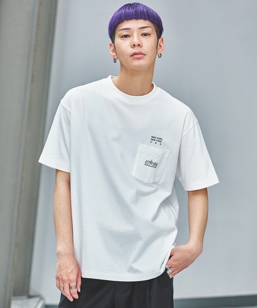 Manhattan Portage（マンハッタンポーテージ）の「S/S Print T-Shirt（Tシャツ/カットソー・メンズ・ホワイト/ブラック/ベージュ/ライトパープル・MEDIUM/SMALL/X-LARGE/LARGE）」の2枚目の写真