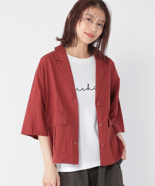 ETRE TOKYO 25SS コットンリネンハーフスリーブジャケット ネイビー リネンハーフスリーブジャケット（その他アウター）｜かぐれ