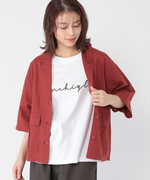 美品！AP STUDIO リネンプレイドジャケット コットンリネンハーフスリーブワークシャツジャケット