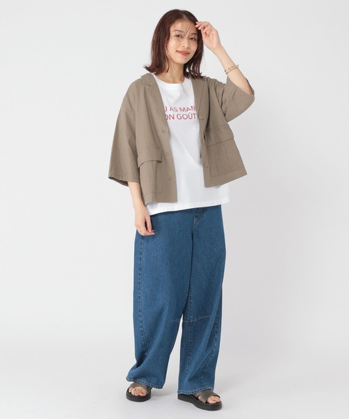 セール】コットンリネンハーフスリーブワークシャツジャケット