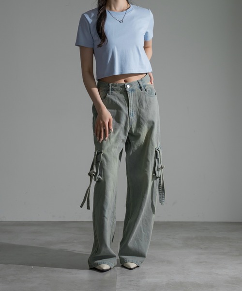 apres jour mignon(アプレジュールミニョン)の「クロップド丈Tシャツ【ZOZOTOWN限定アイテム】(Tシャツ/カットソー・レディース・ブルー系その他/グレー系その他/ピンク系その他/オフホワイト/ブラック/ライトブルー/ライトイエロー・フリー/X-LARGE)」の21枚目の写真