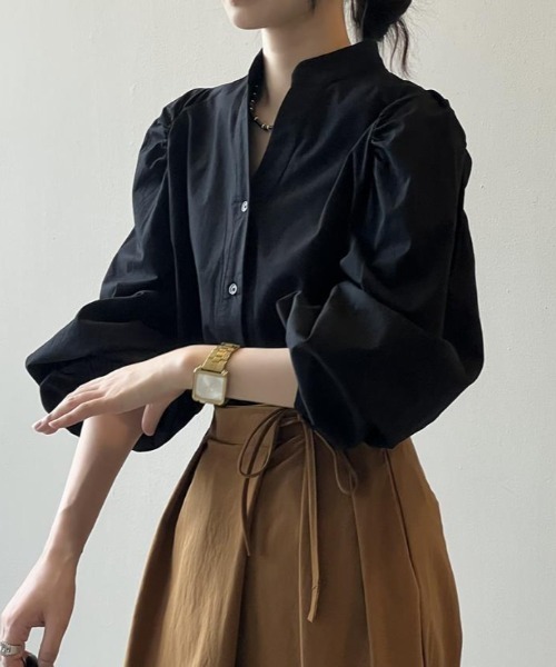 semplice（センプリチェ）の「シャツ【韓国ファッション】（シャツ/ブラウス・レディース・ホワイト/ブラック・F）」の4枚目の写真