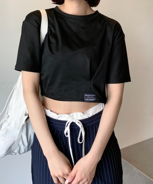 SHEPP(シープ)の「ワイドショートピスネーム半袖トップス(Tシャツ/カットソー・レディース・ブルー/ブラック/ホワイト/チャコール・F)」の21枚目の写真