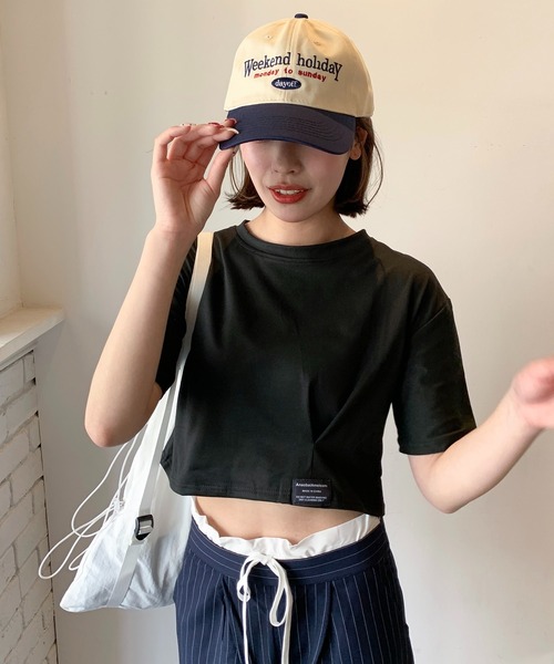 SHEPP(シープ)の「ワイドショートピスネーム半袖トップス(Tシャツ/カットソー・レディース・ブルー/ブラック/ホワイト/チャコール・F)」の19枚目の写真