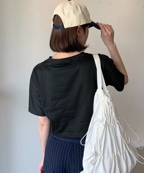 SHEPP(シープ)の「ワイドショートピスネーム半袖トップス(Tシャツ/カットソー・レディース・ブルー/ブラック/ホワイト/チャコール・F)」の20枚目の写真