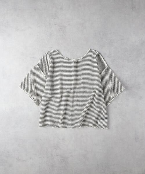 Right-on(ライトオン)の「HONEYSUCKLE ROSE(ハニーサックルローズ)【レディース】シアーボーダー半袖Tシャツ(その他トップス・レディース・ベージュ/ブラック・L/M)」の5枚目の写真