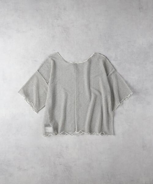 Right-on(ライトオン)の「HONEYSUCKLE ROSE(ハニーサックルローズ)【レディース】シアーボーダー半袖Tシャツ(その他トップス・レディース・ベージュ/ブラック・L/M)」の6枚目の写真