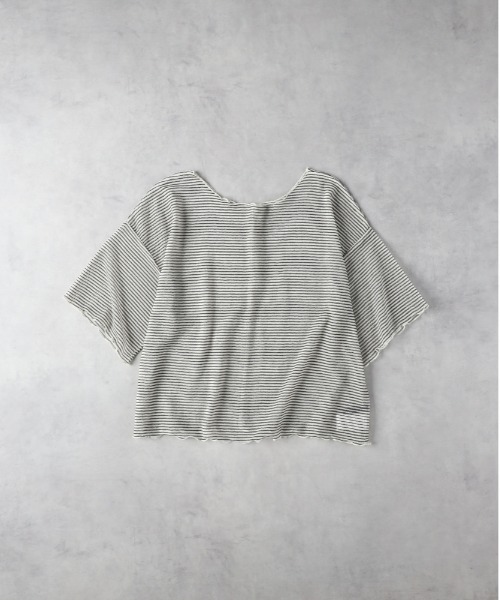 Right-on(ライトオン)の「HONEYSUCKLE ROSE(ハニーサックルローズ)【レディース】シアーボーダー半袖Tシャツ(その他トップス・レディース・ベージュ/ブラック・L/M)」の15枚目の写真