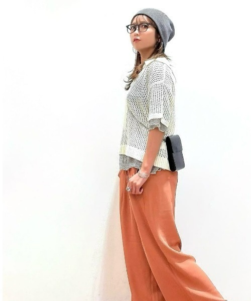 Right-on(ライトオン)の「HONEYSUCKLE ROSE(ハニーサックルローズ)【レディース】シアーボーダー半袖Tシャツ(その他トップス・レディース・ベージュ/ブラック・L/M)」の17枚目の写真