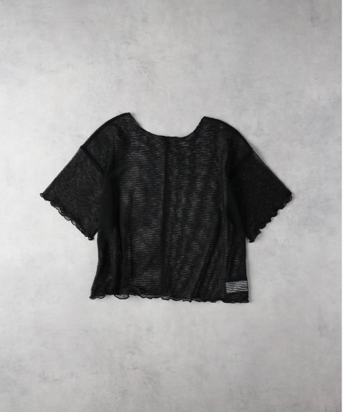 Right-on(ライトオン)の「HONEYSUCKLE ROSE(ハニーサックルローズ)【レディース】シアーボーダー半袖Tシャツ(その他トップス・レディース・ベージュ/ブラック・L/M)」の20枚目の写真