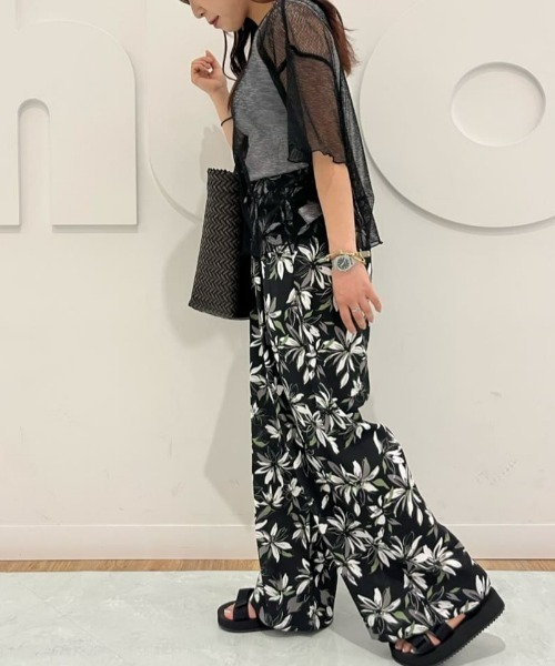 Right-on(ライトオン)の「HONEYSUCKLE ROSE(ハニーサックルローズ)【レディース】シアーボーダー半袖Tシャツ(その他トップス・レディース・ベージュ/ブラック・L/M)」の22枚目の写真