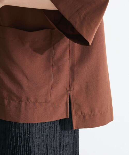 Green　Parks（グリーンパークス）の「ミリタリーシャツジャケット（ノーカラージャケット・レディース・カーキ/ブラウン/ベージュ・FREE）」の14枚目の写真