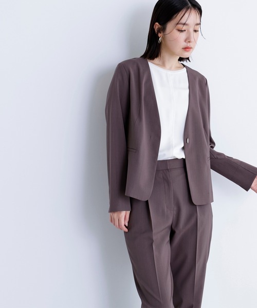 NATURAL BEAUTY BASIC（ナチュラルビューティーベーシック）の「◇サマードライタッチ SETUP ノーカラージャケット（ノーカラージャケット・レディース・ブラウン/ベージュ/チャコールグレー・MEDIUM/SMALL）」の14枚目の写真