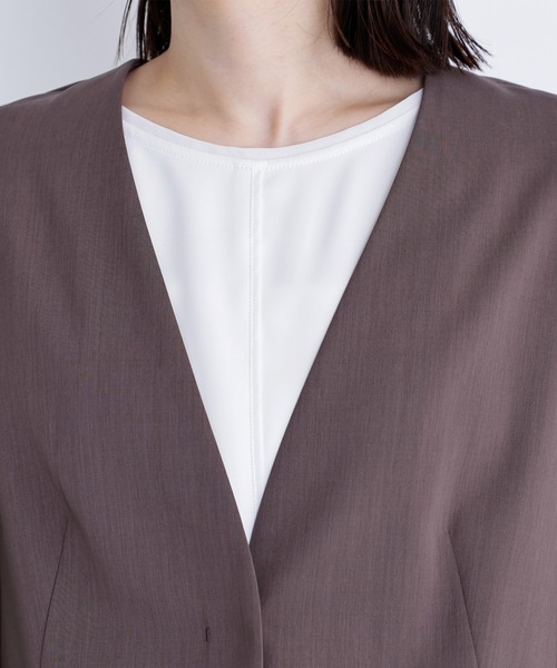 NATURAL BEAUTY BASIC（ナチュラルビューティーベーシック）の「◇サマードライタッチ SETUP ノーカラージャケット（ノーカラージャケット・レディース・ブラウン/ベージュ/チャコールグレー・MEDIUM/SMALL）」の19枚目の写真