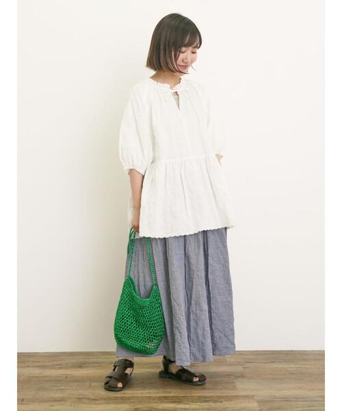 Samansa Mos2(サマンサ モスモス)の「裾刺繍前後2WAYスキッパーチュニック(シャツ/ブラウス・レディース・イエロー/ベージュ/ブラック/オフホワイト/ブルー・F)」の17枚目の写真