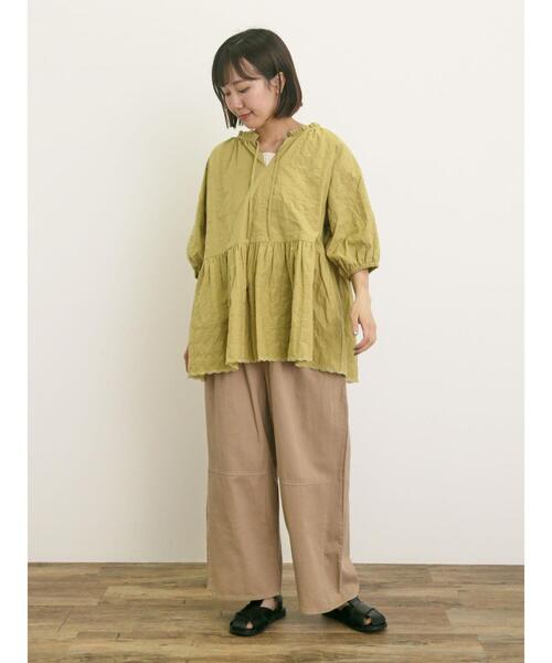 Samansa Mos2(サマンサ モスモス)の「裾刺繍前後2WAYスキッパーチュニック(シャツ/ブラウス・レディース・イエロー/ベージュ/ブラック/オフホワイト/ブルー・F)」の21枚目の写真