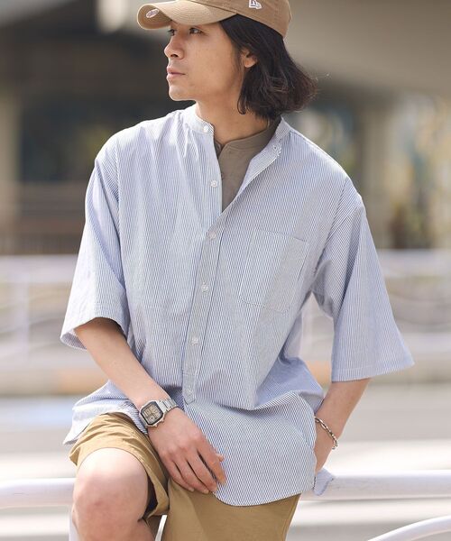 CRAFT STANDARD BOUTIQUE（クラフトスタンダードブティック）の「ハーフプラケット半袖シャツ【ユニセックス】（シャツ/ブラウス・レディース・ブルー系その他7/ブルー系その他6・S/M/L）」の2枚目の写真