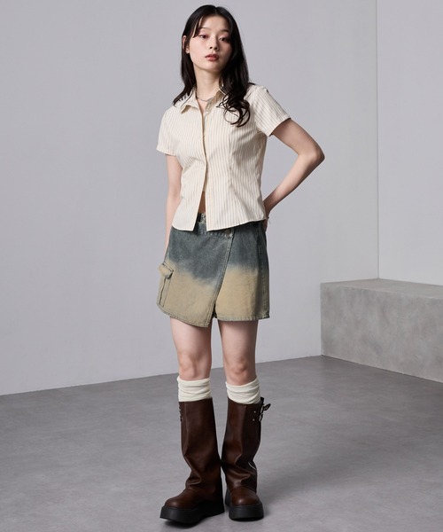 nui nullu（ヌイヌル）の「【nui nullu】グラデーションラップデニム カーゴショートパンツ（デニムパンツ・レディース・ブラック系/ブルー系・S/M）」の12枚目の写真