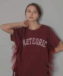 neith. チュールトップス　赤 Tika キャバ バースデー チュール 刺繍 ラメ フレア