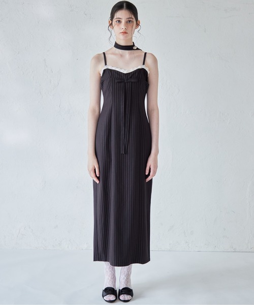 etre loin（エトルワン）の「Stripe ribbon tight dress（ドレス・レディース・ブラック/グレー/ネイビー・M）」の12枚目の写真
