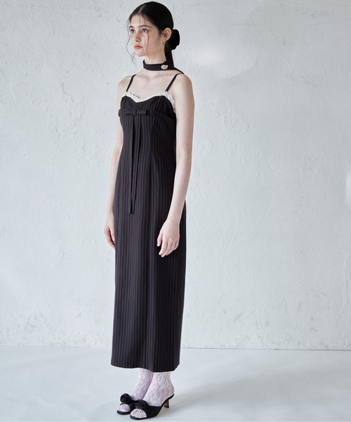etre loin（エトルワン）の「Stripe ribbon tight dress（ドレス・レディース・ブラック/グレー/ネイビー・M）」の13枚目の写真