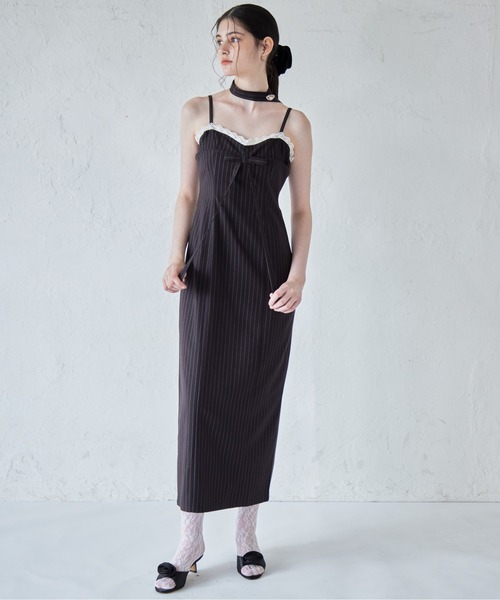 etre loin（エトルワン）の「Stripe ribbon tight dress（ドレス・レディース・ブラック/グレー/ネイビー・M）」の10枚目の写真