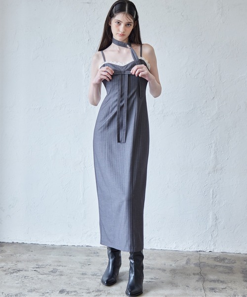 etre loin（エトルワン）の「Stripe ribbon tight dress（ドレス・レディース・ブラック/グレー/ネイビー・M）」の19枚目の写真