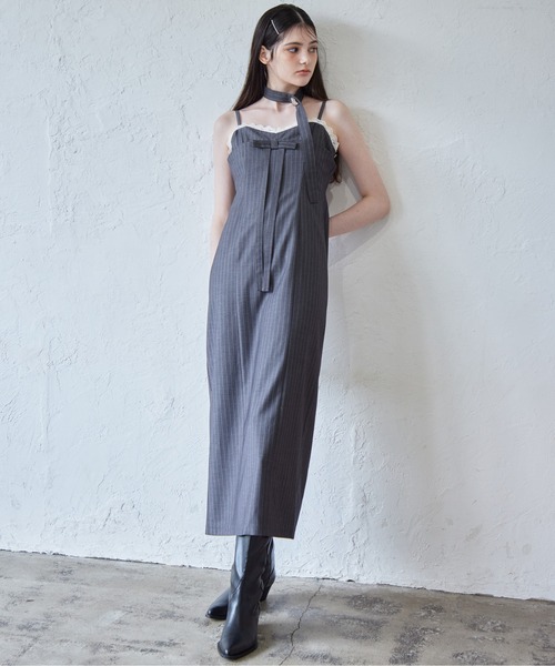 etre loin（エトルワン）の「Stripe ribbon tight dress（ドレス・レディース・ブラック/グレー/ネイビー・M）」の20枚目の写真