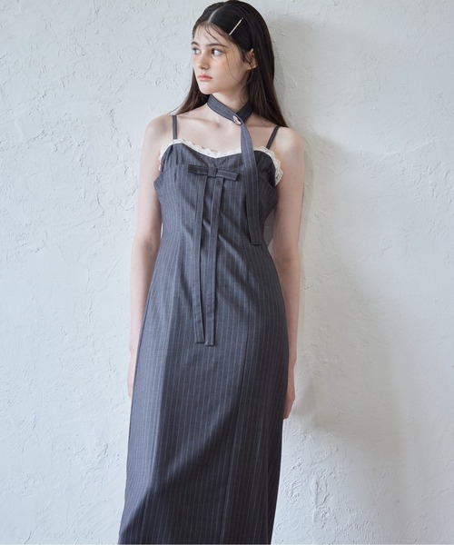 etre loin（エトルワン）の「Stripe ribbon tight dress（ドレス・レディース・ブラック/グレー/ネイビー・M）」の21枚目の写真