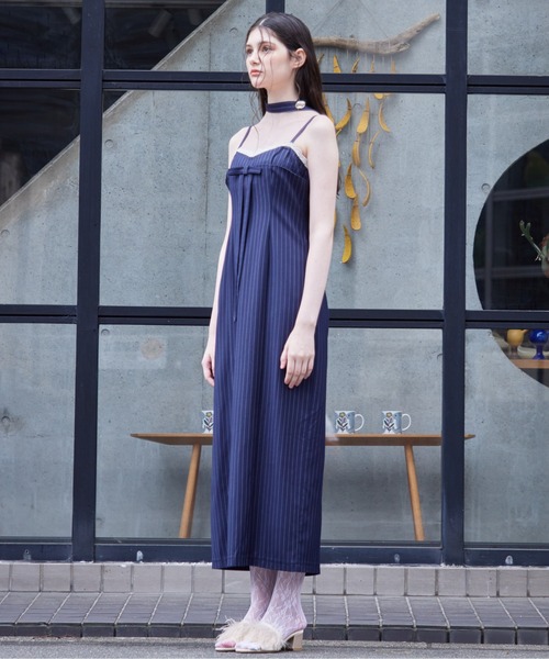 Stripe ribbon tight dress（ワンピース）｜etre loin