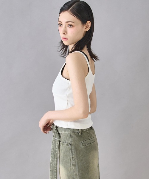 ANAP(アナップ)の「レイヤード風 ウォッシュ キャミソール(キャミソール・レディース・ブラック/ホワイト/グレー・FREE)」の19枚目の写真