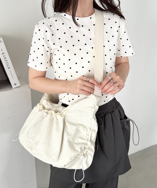 セール】【A4サイズ対応】ポケット付きドロストショルダーバッグ