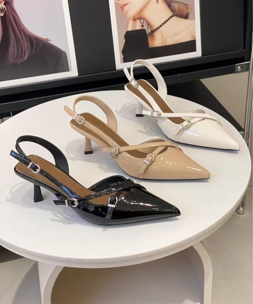 shoes365（シューズスリーシックスファイヴ）の「ポインテッドトゥバックストラップヒール (SS)（パンプス・レディース・オフホワイト/ブラック/ベージュ・23.5cm/24.5cm/23.0cm/24.0cm/22.5cm）」の6枚目の写真