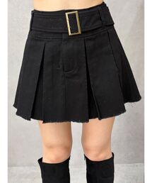 プリーツワイドベルトミニスカート