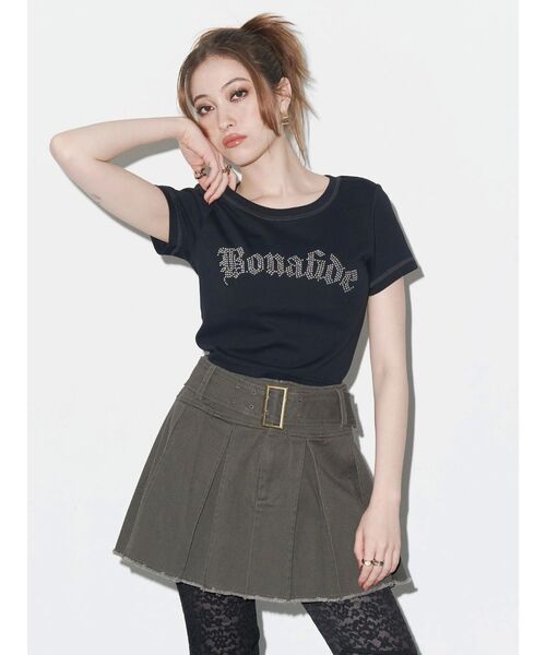 EVRIS（エヴリス）の「プリーツワイドベルトミニスカート（スカート・レディース・ブラック/ブラウン/グレー・SMALL/MEDIUM）」の6枚目の写真