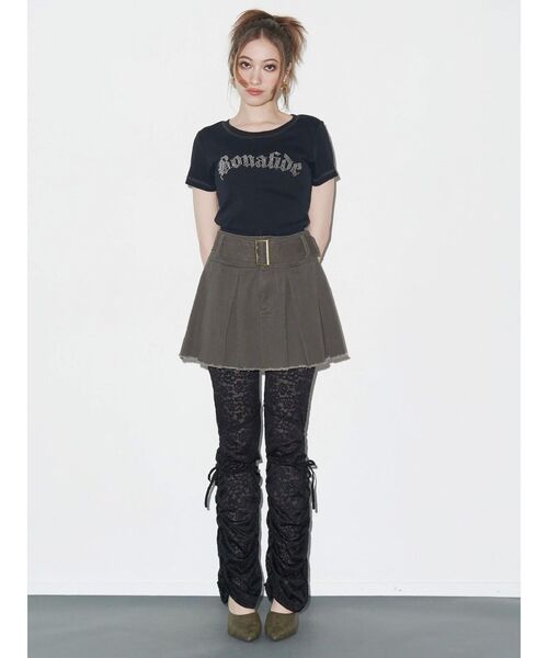 EVRIS（エヴリス）の「プリーツワイドベルトミニスカート（スカート・レディース・ブラック/ブラウン/グレー・SMALL/MEDIUM）」の9枚目の写真