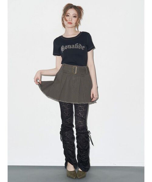 EVRIS（エヴリス）の「プリーツワイドベルトミニスカート（スカート・レディース・ブラック/ブラウン/グレー・SMALL/MEDIUM）」の10枚目の写真