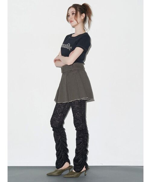 EVRIS（エヴリス）の「プリーツワイドベルトミニスカート（スカート・レディース・ブラック/ブラウン/グレー・SMALL/MEDIUM）」の12枚目の写真