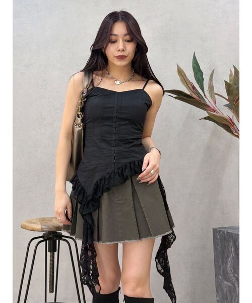 EVRIS（エヴリス）の「プリーツワイドベルトミニスカート（スカート・レディース・ブラック/ブラウン/グレー・SMALL/MEDIUM）」の15枚目の写真