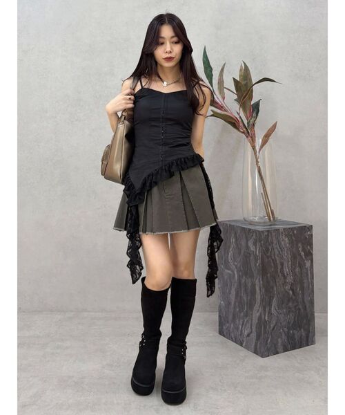 EVRIS（エヴリス）の「プリーツワイドベルトミニスカート（スカート・レディース・ブラック/ブラウン/グレー・SMALL/MEDIUM）」の17枚目の写真