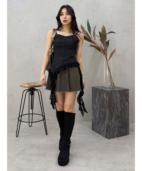 EVRIS（エヴリス）の「プリーツワイドベルトミニスカート（スカート・レディース・ブラック/ブラウン/グレー・SMALL/MEDIUM）」の18枚目の写真