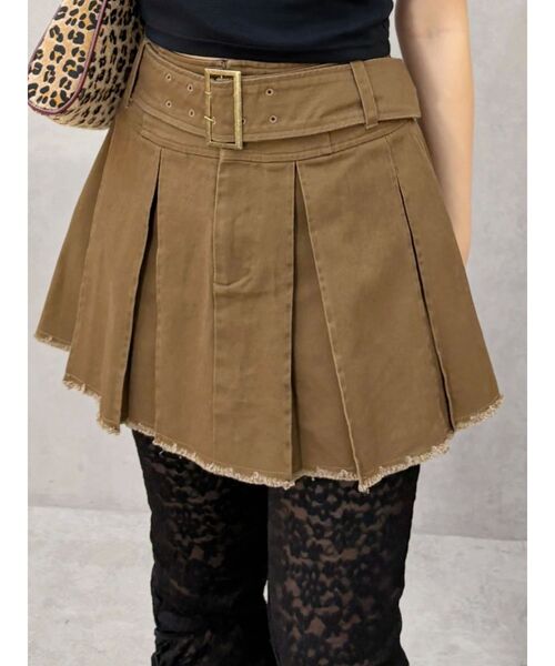 EVRIS（エヴリス）の「プリーツワイドベルトミニスカート（スカート・レディース・ブラック/ブラウン/グレー・SMALL/MEDIUM）」の19枚目の写真