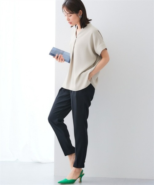 7days Life Styling(セブンデイズライフスタイリング)の「美極とろみ素材テーパードパンツ(しわになりにくい・洗濯機OK)(スラックス・レディース・グレー/チャコール/ブラック・S/M/L/LL)」の6枚目の写真