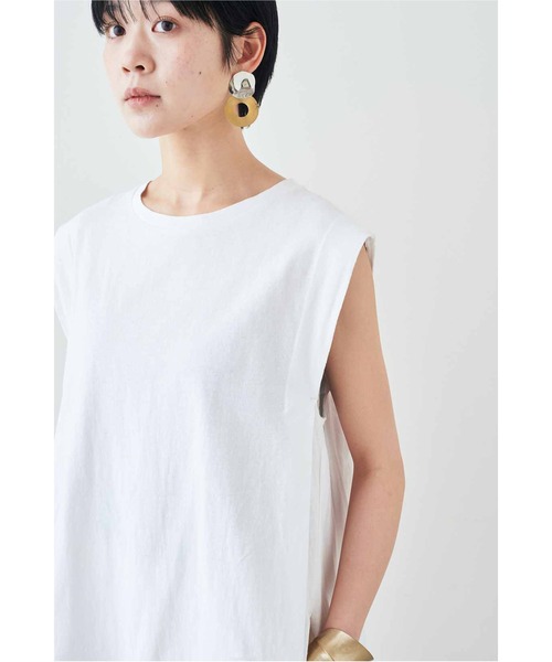MEDE19F(メデジュウキュウ)の「MEDE19F タック遣いのフレンチスリーブコットントップス(Tシャツ/カットソー・レディース・ベージュ/ホワイト/ブラック・L/M/LL)」の11枚目の写真