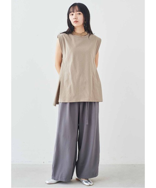MEDE19F(メデジュウキュウ)の「MEDE19F タック遣いのフレンチスリーブコットントップス(Tシャツ/カットソー・レディース・ベージュ/ホワイト/ブラック・L/M/LL)」の8枚目の写真