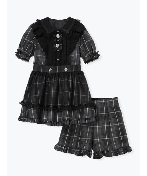 00s ozz croce レースアップチュール重ねフリルゴシックワンピース