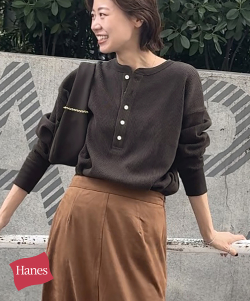 セール】別注【Hanes / ヘインズ】ワッフルヘンリーネックプルオーバー