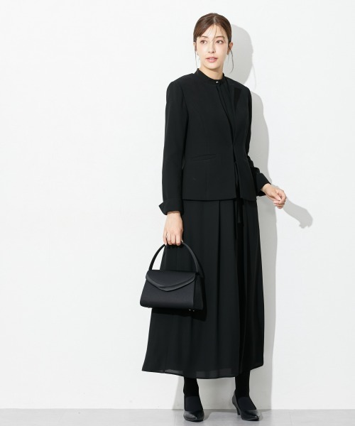 slattgir(スラットジール)の「高身長 【喪服・礼服】前開きロングワンピースアンサンブル(ウォッシャブル・接触冷感)(トールサイズ)(スーツセット・レディース・ブラック・TM/TL/TLL/T3L/T4L/T5L)」の1枚目の写真