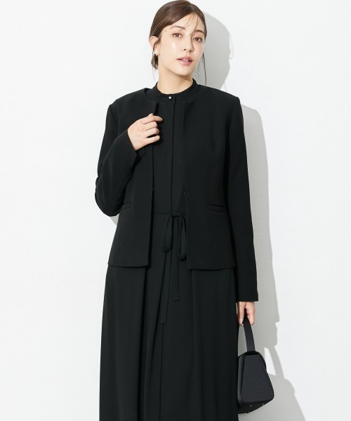 slattgir(スラットジール)の「高身長 【喪服・礼服】前開きロングワンピースアンサンブル(ウォッシャブル・接触冷感)(トールサイズ)(スーツセット・レディース・ブラック・TM/TL/TLL/T3L/T4L/T5L)」の2枚目の写真